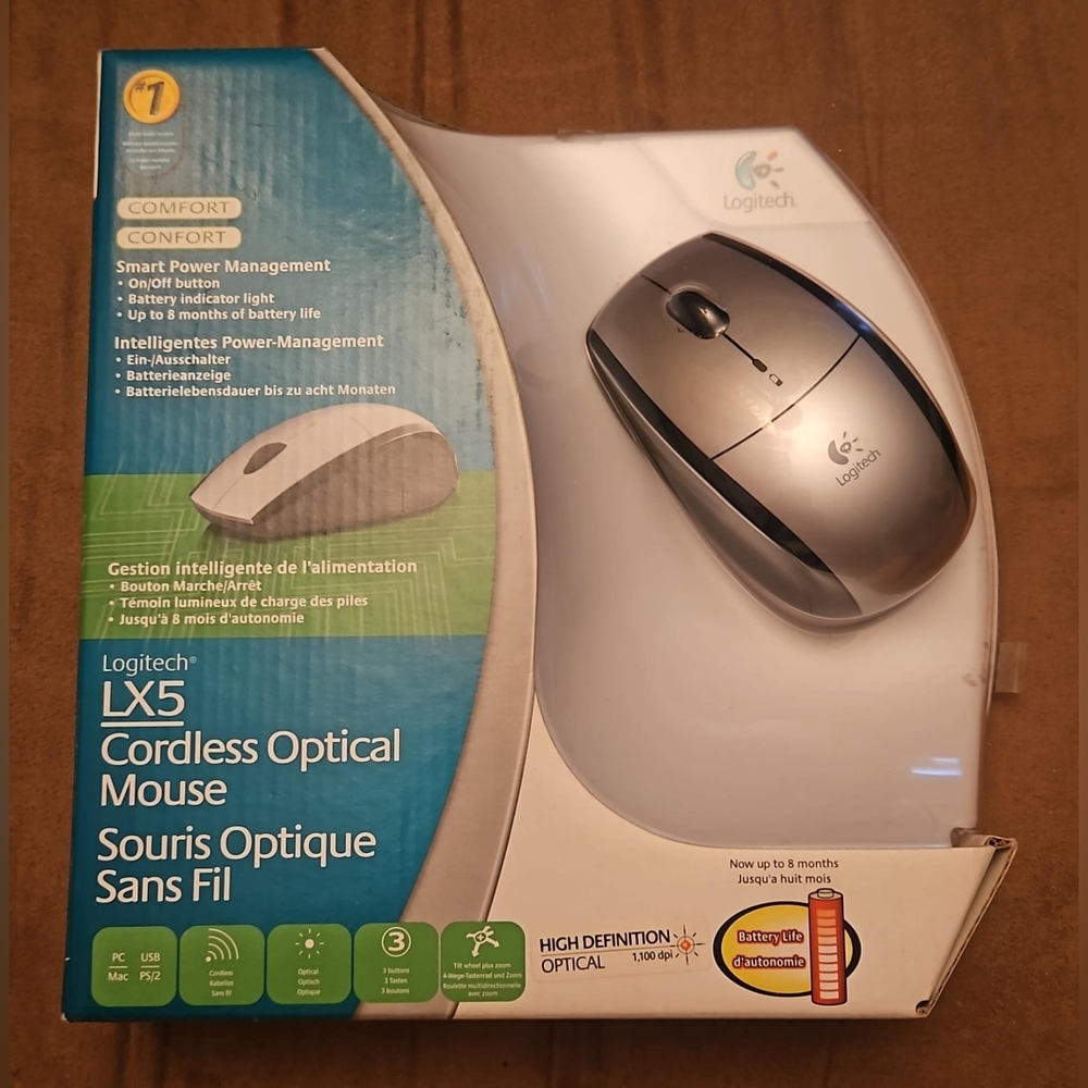 Logitech LX5 Cordless 3-Button Scroll Optical Mouse